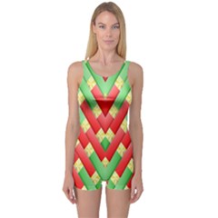 Christmas Geometric 3d Design One Piece Boyleg Swimsuit