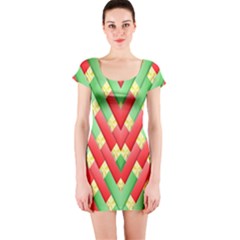 Christmas Geometric 3d Design Short Sleeve Bodycon Dress