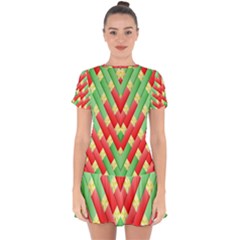 Christmas Geometric 3d Design Drop Hem Mini Chiffon Dress by Sapixe