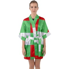 Fabric Christmas Colors Bright Quarter Sleeve Kimono Robe