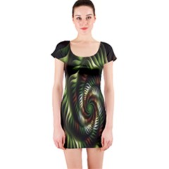 Fractal Christmas Colors Christmas Short Sleeve Bodycon Dress