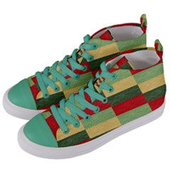 Fabric Coarse Texture Rough Red Women s Mid-top Canvas Sneakers