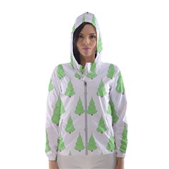 Background Christmas Christmas Tree Hooded Wind Breaker (women)