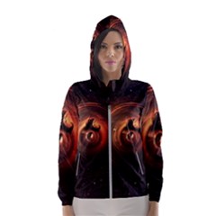 Steampunk Airship Sailing The Stars Of Deep Space Hooded Wind Breaker (women)
