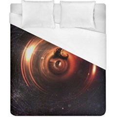Steampunk Airship Sailing The Stars Of Deep Space Duvet Cover (california King Size) by jayaprime