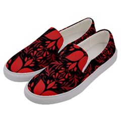 Christmas Red And Black Background Men s Canvas Slip Ons by Sapixe