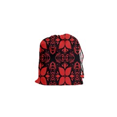 Christmas Red And Black Background Drawstring Pouches (xs)  by Sapixe
