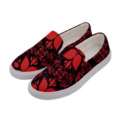 Christmas Red And Black Background Women s Canvas Slip Ons