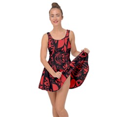 Christmas Red And Black Background Inside Out Dress