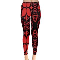 Christmas Red And Black Background Inside Out Leggings