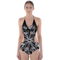 Ice Crystal Ice Form Frost Fabric Cut-out One Piece Swimsuit