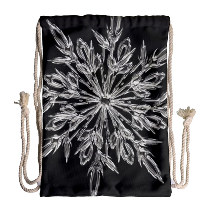 Ice Crystal Ice Form Frost Fabric Drawstring Bag (Large)