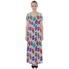 Macaron Macaroon Stylized Macaron High Waist Short Sleeve Maxi Dress by Sapixe