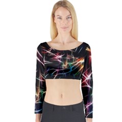 Lights Star Sky Graphic Night Long Sleeve Crop Top by Sapixe