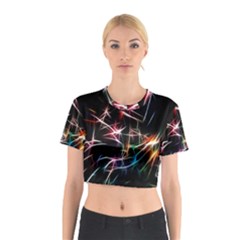 Lights Star Sky Graphic Night Cotton Crop Top by Sapixe