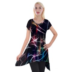 Lights Star Sky Graphic Night Short Sleeve Side Drop Tunic by Sapixe