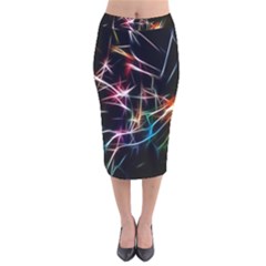 Lights Star Sky Graphic Night Velvet Midi Pencil Skirt