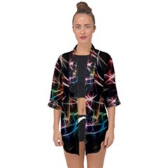 Lights Star Sky Graphic Night Open Front Chiffon Kimono by Sapixe