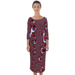 Mandelbrot Fractal Mathematics Art Quarter Sleeve Midi Bodycon Dress