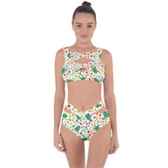 Pattern Circle Multi Color Bandaged Up Bikini Set 