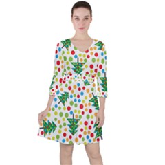 Pattern Circle Multi Color Ruffle Dress