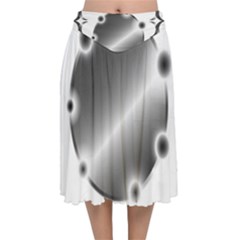 Metal Circle Background Ring Velvet Flared Midi Skirt by Sapixe