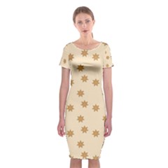 Pattern Gingerbread Star Classic Short Sleeve Midi Dress