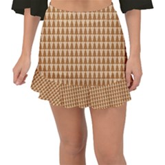 Pattern Gingerbread Brown Fishtail Mini Chiffon Skirt by Sapixe