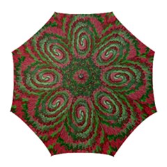Red Green Swirl Twirl Colorful Golf Umbrellas by Sapixe