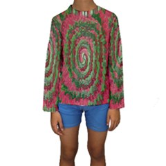 Red Green Swirl Twirl Colorful Kids  Long Sleeve Swimwear by Sapixe