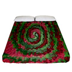 Red Green Swirl Twirl Colorful Fitted Sheet (queen Size)