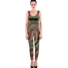 Red Green Swirl Twirl Colorful One Piece Catsuit