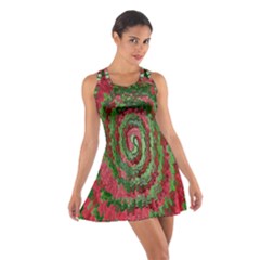 Red Green Swirl Twirl Colorful Cotton Racerback Dress by Sapixe