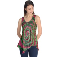 Red Green Swirl Twirl Colorful Sleeveless Tunic by Sapixe