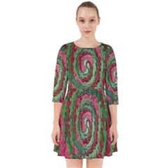 Red Green Swirl Twirl Colorful Smock Dress by Sapixe