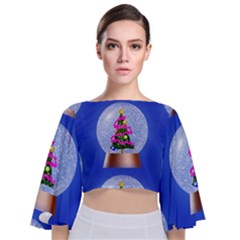 Seamless Repeat Repeating Pattern Art Tie Back Butterfly Sleeve Chiffon Top