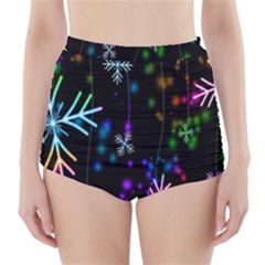 Snowflakes Snow Winter Christmas High-waisted Bikini Bottoms by Sapixe