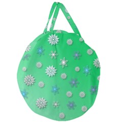 Snowflakes Winter Christmas Overlay Giant Round Zipper Tote by Sapixe