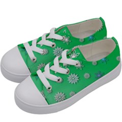 Snowflakes Winter Christmas Overlay Kids  Low Top Canvas Sneakers by Sapixe