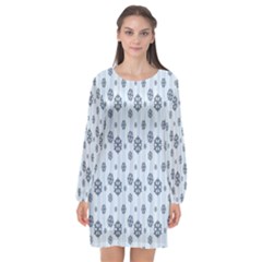 Snowflakes Winter Christmas Card Long Sleeve Chiffon Shift Dress 