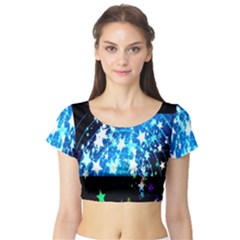 Star Abstract Background Pattern Short Sleeve Crop Top