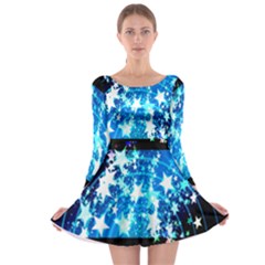 Star Abstract Background Pattern Long Sleeve Skater Dress