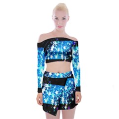 Star Abstract Background Pattern Off Shoulder Top With Mini Skirt Set by Sapixe