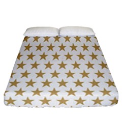 Star Background Gold White Fitted Sheet (california King Size) by Sapixe