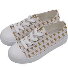 Star Background Gold White Kids  Low Top Canvas Sneakers by Sapixe