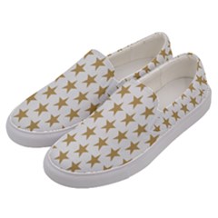 Star Background Gold White Men s Canvas Slip Ons