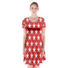 Star Christmas Advent Structure Short Sleeve V-neck Flare Dress