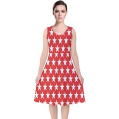 Star Christmas Advent Structure V-Neck Midi Sleeveless Dress 