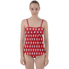 Star Christmas Advent Structure Twist Front Tankini Set