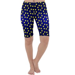 Star Christmas Red Yellow Cropped Leggings  by Sapixe